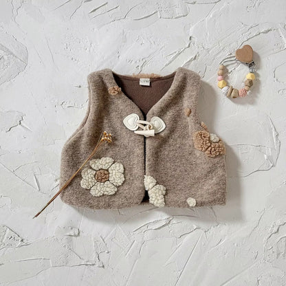 Gilet Fausse Fourrure & Fleurs : Chaleur et Élégance pour Bébé (0-3 ans)