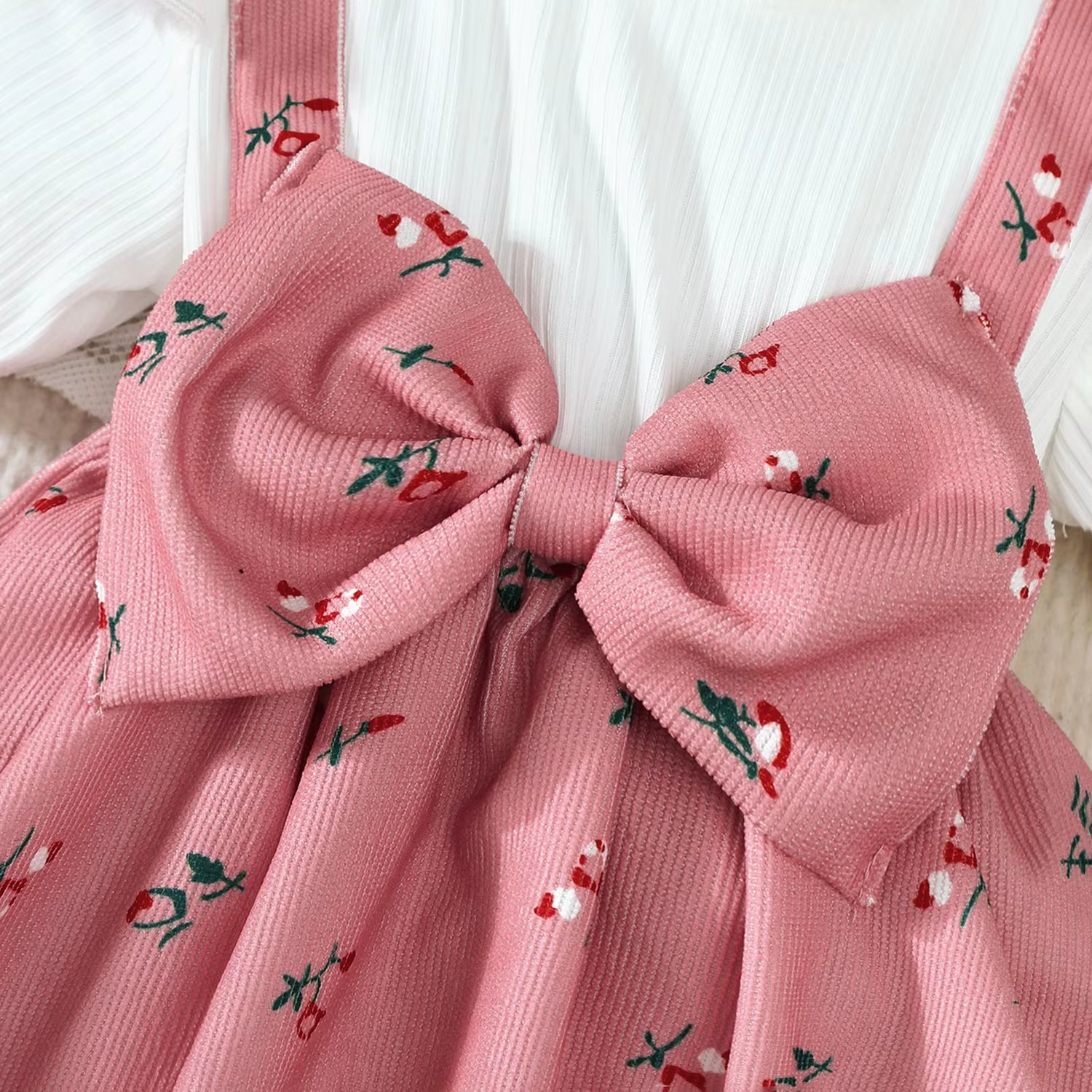 L'Ensemble "Princesse Champêtre" : Robe Fleurie à Gros Nœud + Bandeau (2 Pièces)