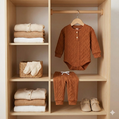 Ensemble Bébé Mixte (printemps) : Pull en Maille & Pantalon Chaud