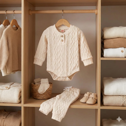 Ensemble Bébé Mixte (printemps) : Pull en Maille & Pantalon Chaud