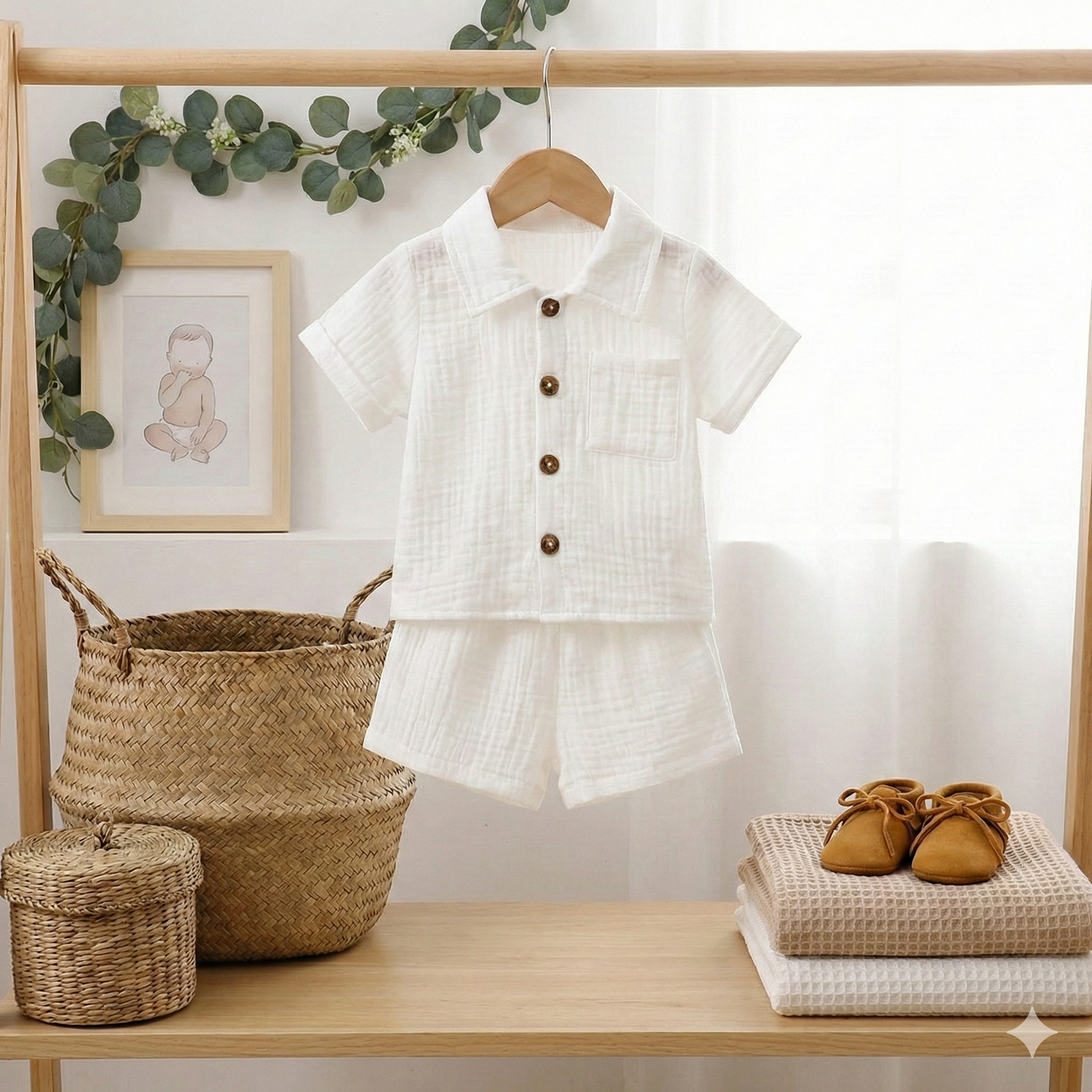 Le Look "Petit Monsieur" : Ensemble Chemise Lin/Coton & Short Chic (2 Pièces)
