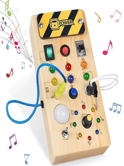 Busy Board Montessori Lumineux : Planche d'Activités en Bois avec Interrupteurs LED pour l'Éveil Sensoriel et la Motricité Fine